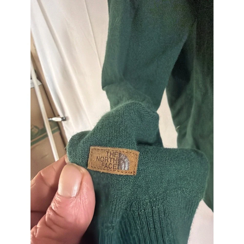 The North Face Mens Forest Green Cotton Wool Blend Quarter Zip Sweater‎ Large